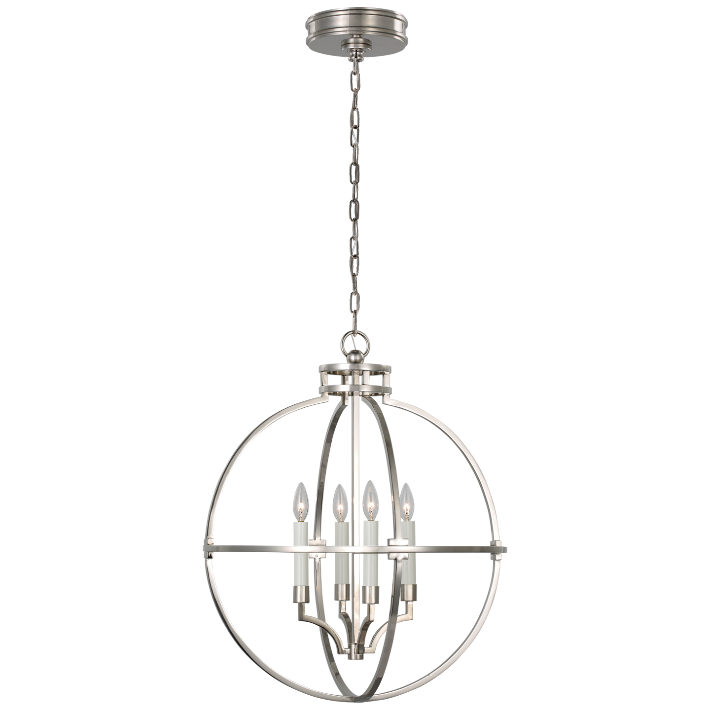 Lexie 24" Globe Lantern - Polished Nickel Finish