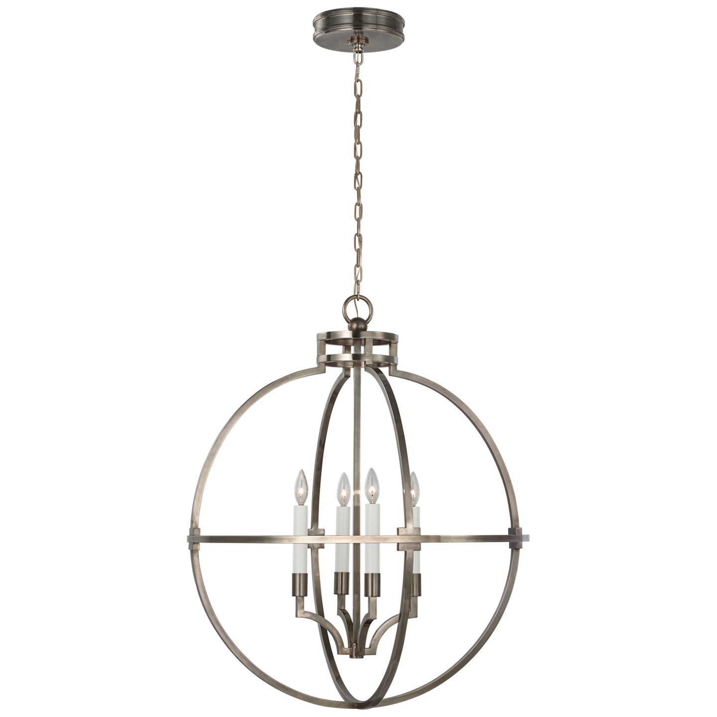 Lexie 30" Globe Lantern - Antique Nickel Finish