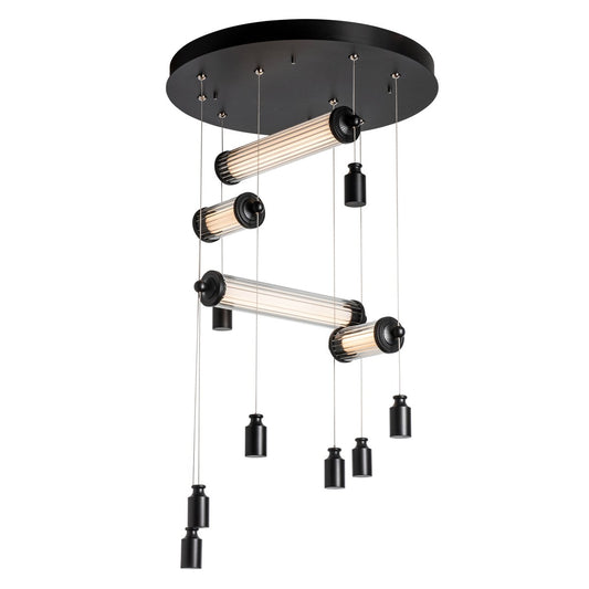 Libra Semi Flush Ceiling Light - Black Finish/Clear Glass