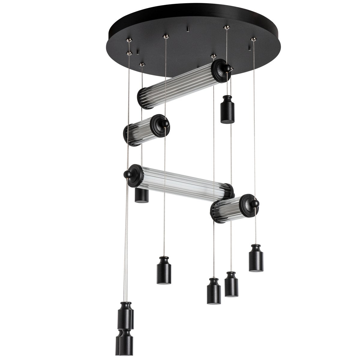 Libra Semi Flush Ceiling Light - Black Finish/Clear Glass