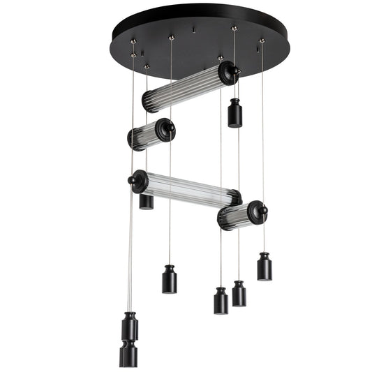 Libra Semi Flush Ceiling Light - Black Finish/Clear Glass