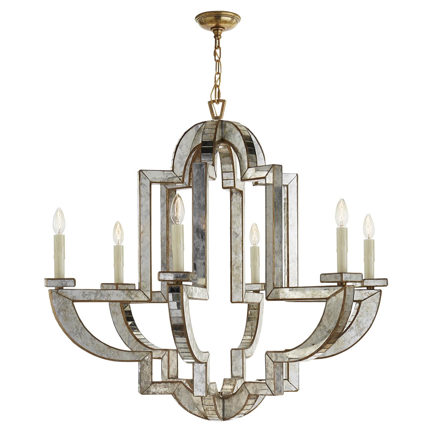 Lido Large Chandelier - Antique Mirror and Hand-Rubbed Antique Brass