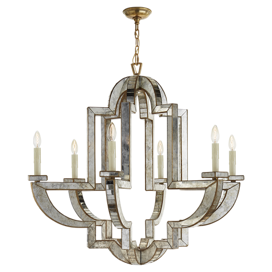 Lido Large Chandelier - Antique Mirror and Hand-Rubbed Antique Brass