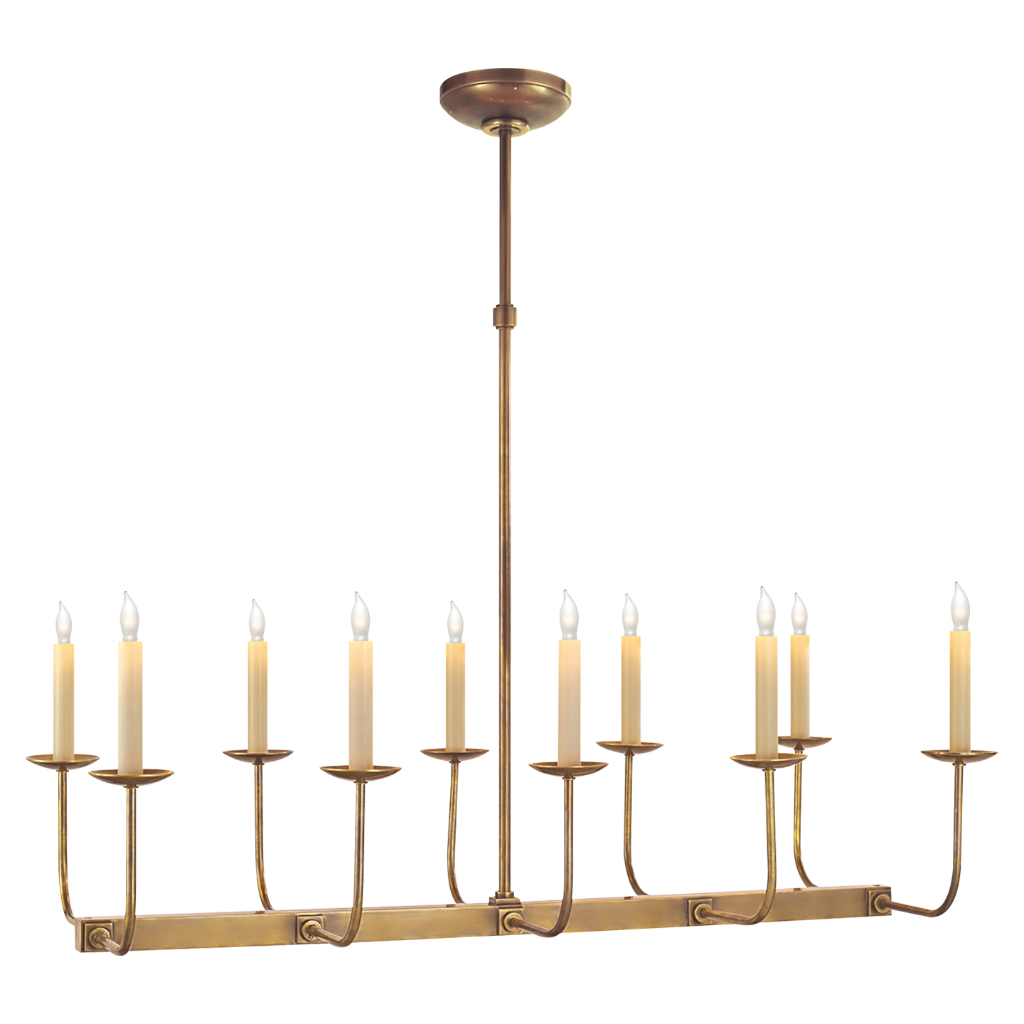 Linear Branched Chandelier - Hand-Rubbed Antique Brass