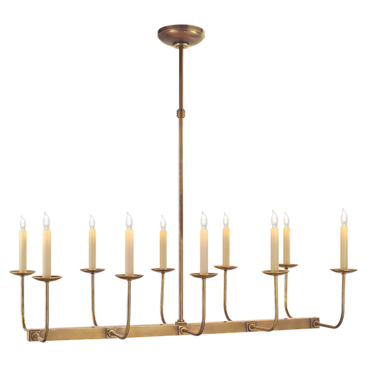 Linear Branched Chandelier - Hand-Rubbed Antique Brass