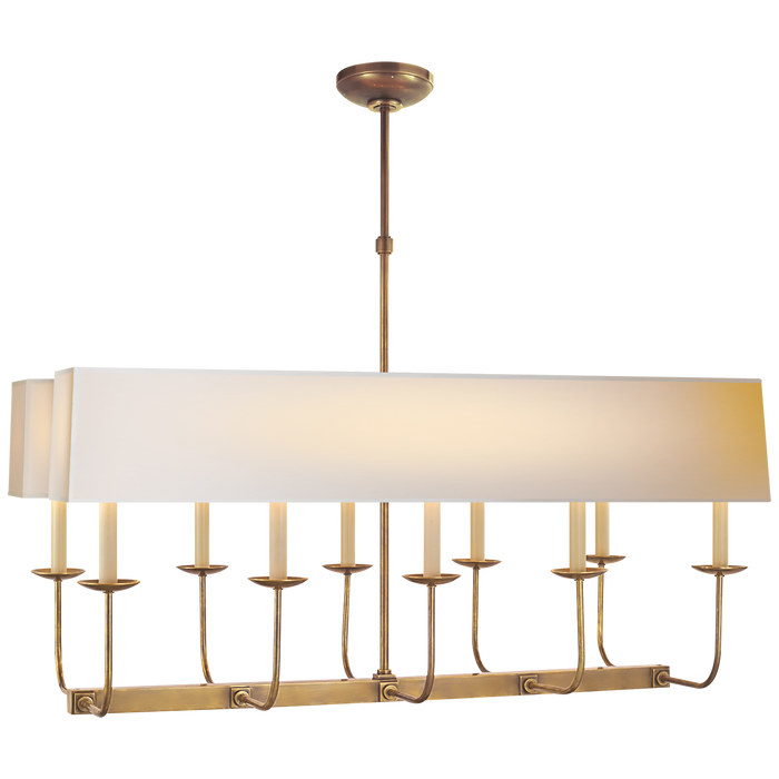 Linear Branched Chandelier - Hand-Rubbed Antique Brass/Natural Paper Shade