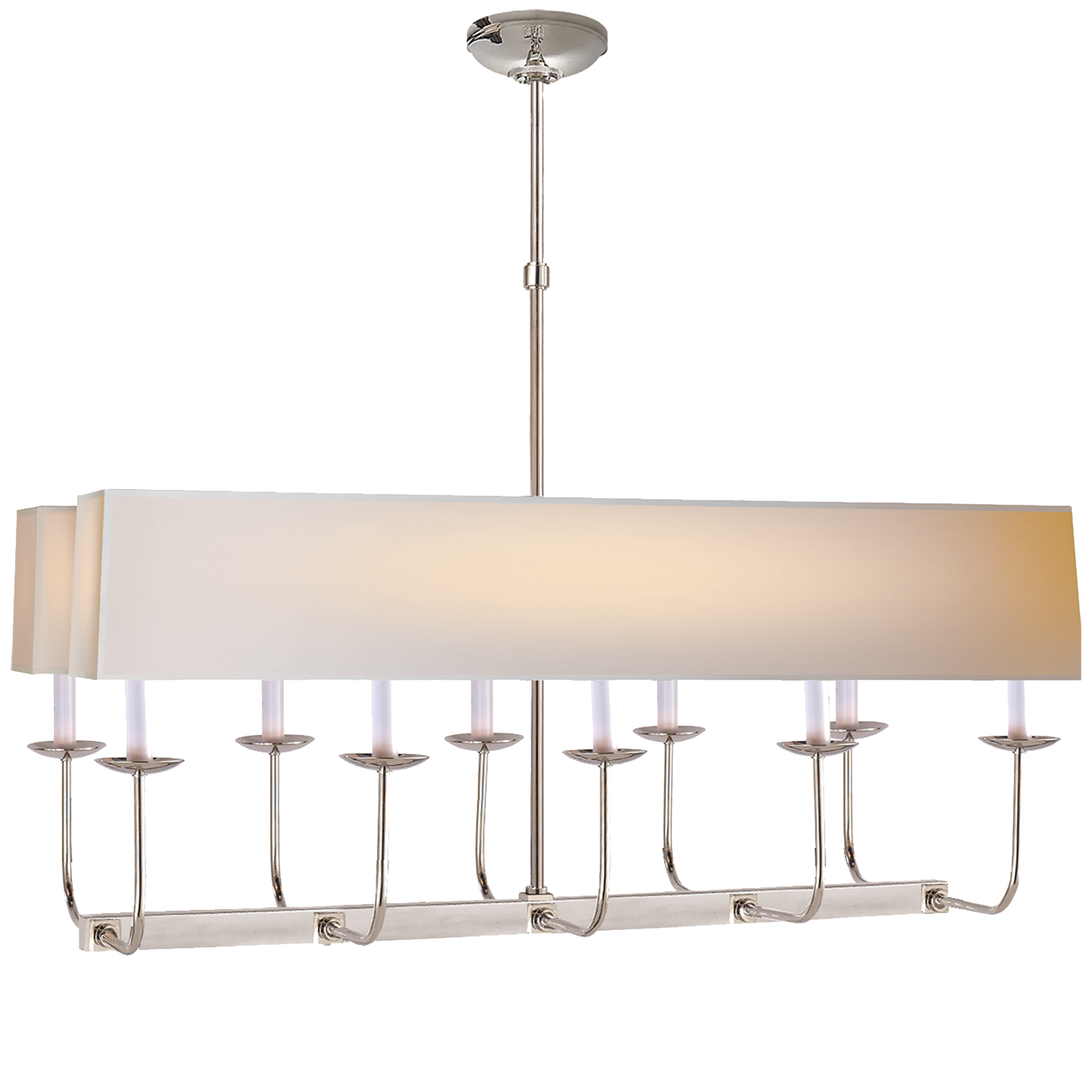 Linear Branched Chandelier - Polished Nickel/Natural Paper Shade