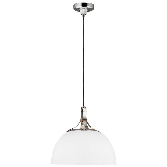 Logan Large Pendant - Polished Nickel/Matte White Finish