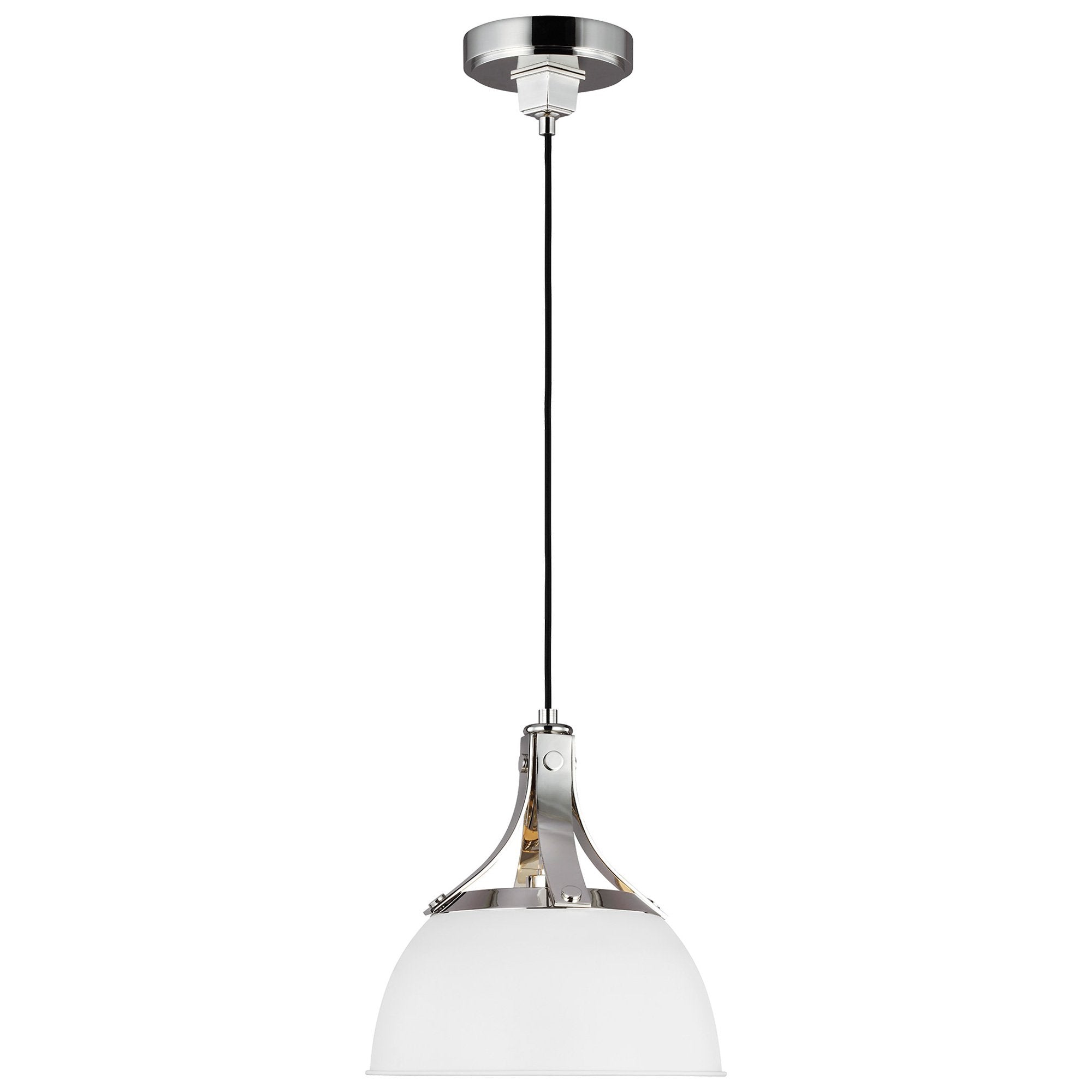 Logan Small Pendant - Polished Nickel/Matte White Finish