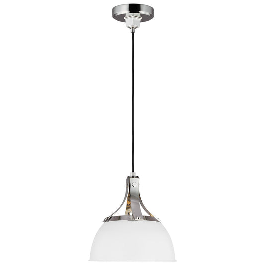 Logan Small Pendant - Polished Nickel/Matte White Finish