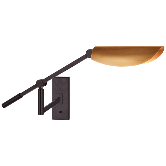 Lola Boom Arm Wall Light - Aged Iron/Hand-Rubbed Antique Brass Finish