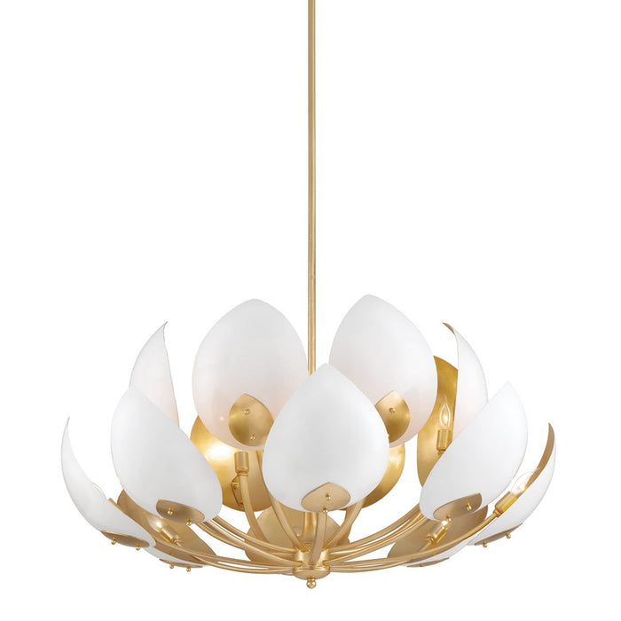 Lotus Small Chandelier - White/Gold Leaf