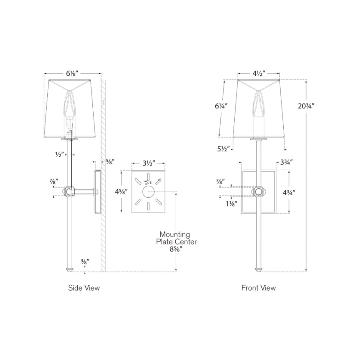 Lucia Medium Tail Sconce - Diagram