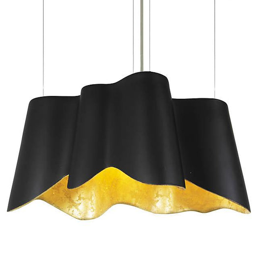 Lunar Wide Pendant - Matte Black/Gold Leaf Finish