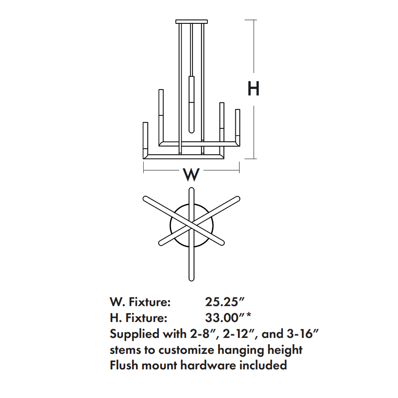 Lustre LED Chandelier - Diagram