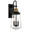 Load image into Gallery viewer, Macauley 3-Light Outdoor Wall Sconce - Vintage Black with WarmBrass Finish
