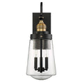 Load image into Gallery viewer, Macauley 3-Light Outdoor Wall Sconce - Vintage Black with WarmBrass Finish
