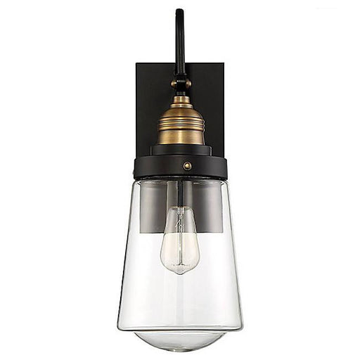 Macauley 14" Outdoor Wall Sconce - Vintage Black with Warm Brass