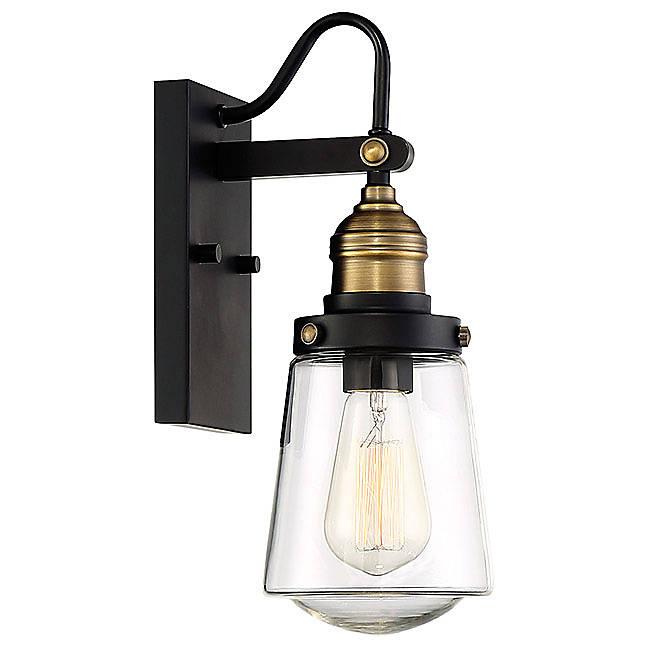 Macauley 21" Outdoor Wall Sconce - Vintage Black with Warm Brass