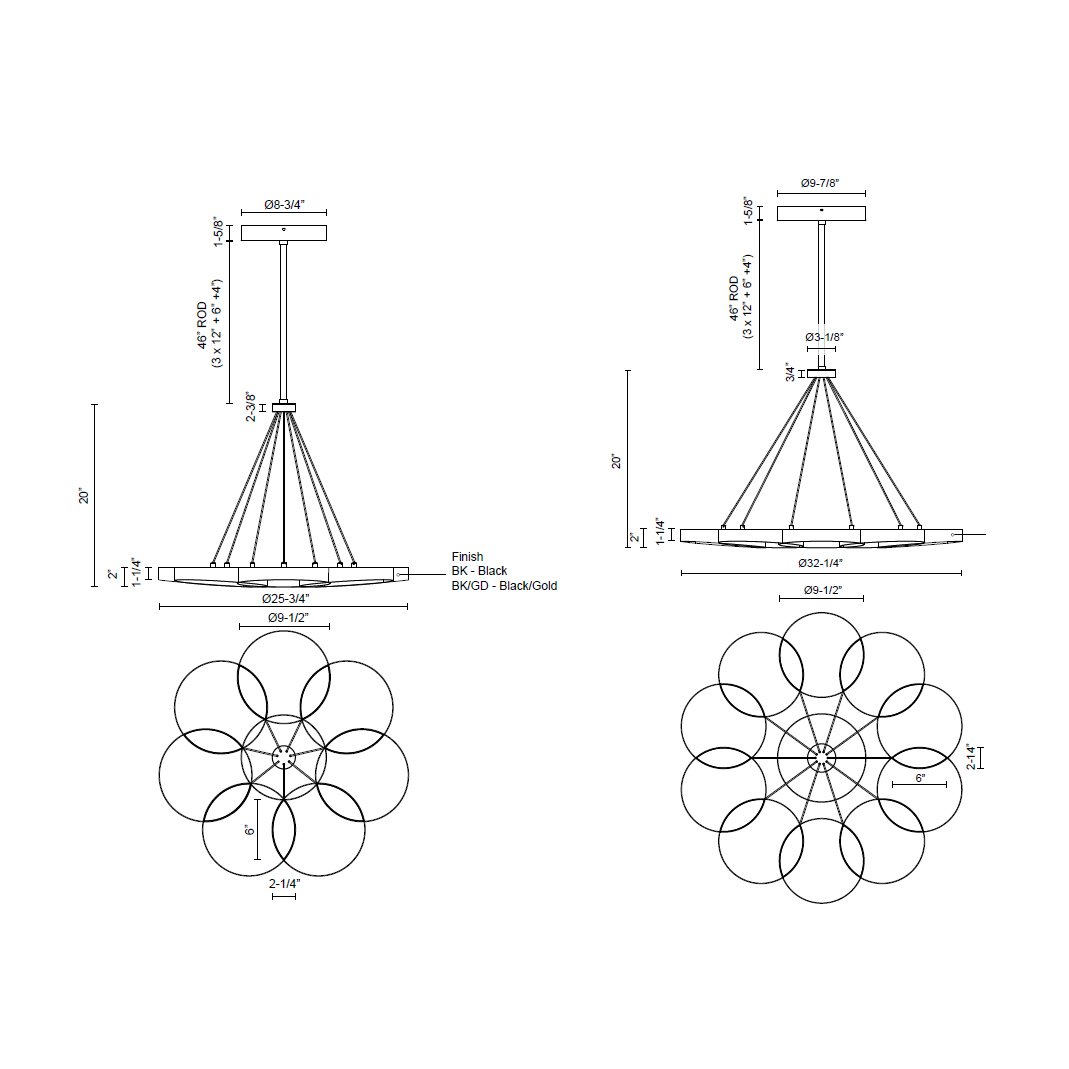 Maestro LED Chandelier - Diagram