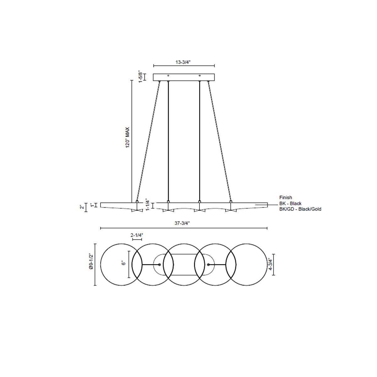 Maestro LED Linear Suspension - Diagram