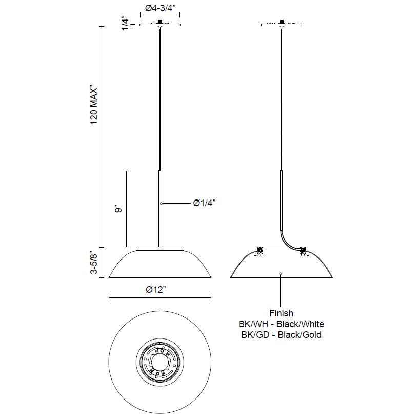 Magellan LED Dome Pendant - Diagram