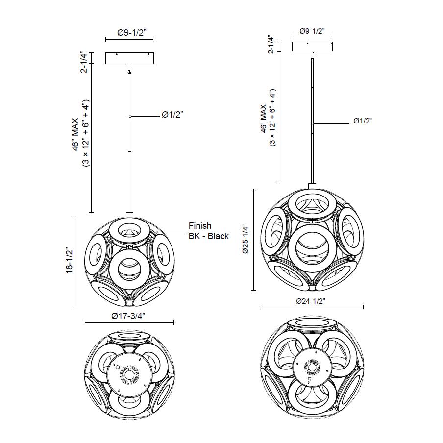 Magellan LED Pendant - Diagram