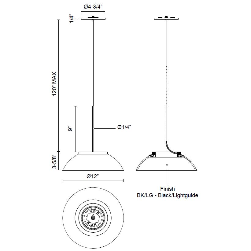 Magellan Light Guide LED Pendant - Diagram