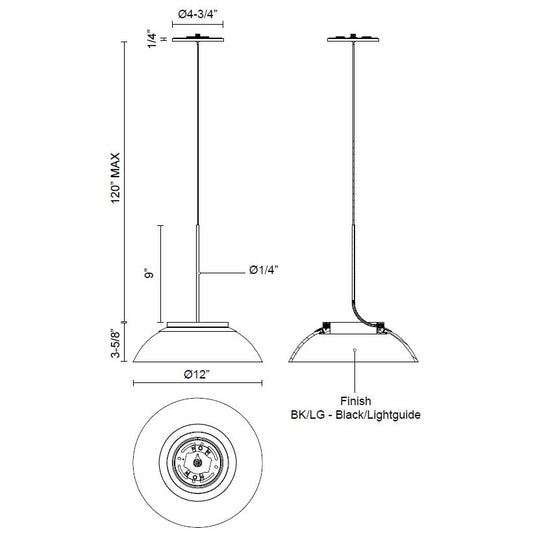 Magellan Light Guide LED Pendant - Diagram