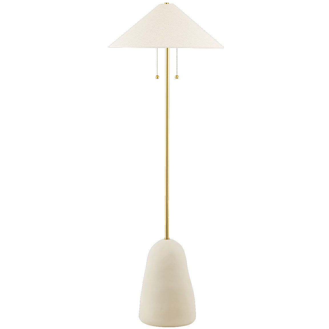 Maia Floor Lamp - Aged Brass/Ceramic Textured Beige Finish