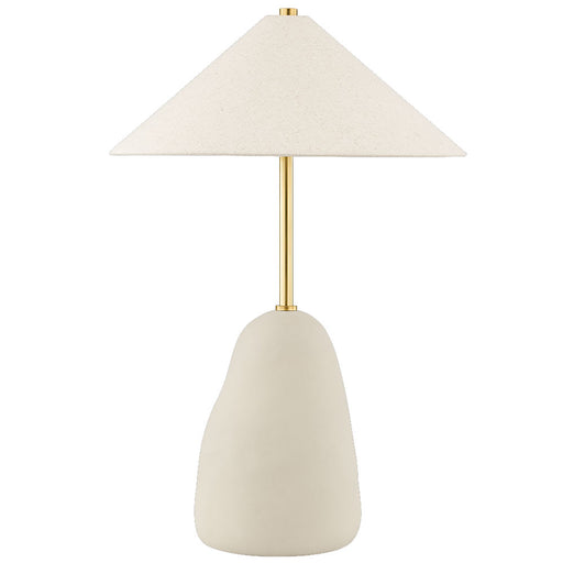 Maia Table Lamp - Aged Brass/Ceramic Textured Beige Finish