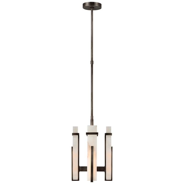 Malik Small Chandelier - Bronze Finish with Alabaster Shade