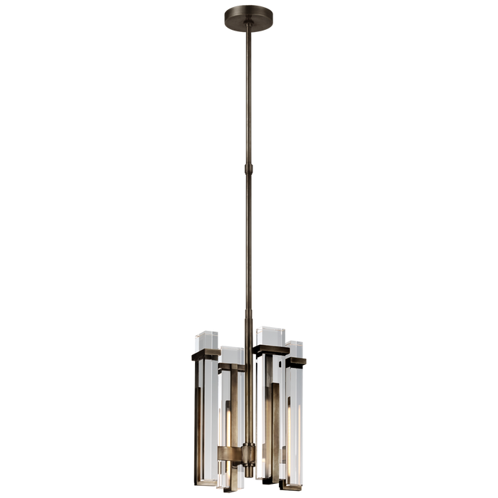 Malik Small Chandelier - Bronze Finish with Crystal Shade