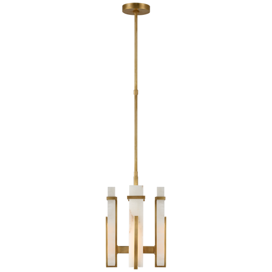 Malik Small Chandelier - Hand-Rubbed Antique Brass Finish with Alabaster Shade