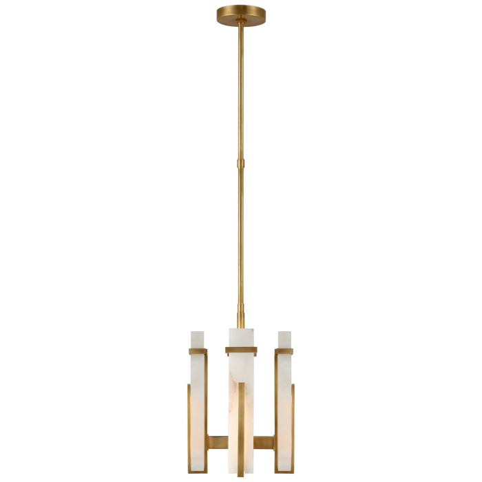 Malik Small Chandelier - Hand-Rubbed Antique Brass Finish with Alabaster Shade