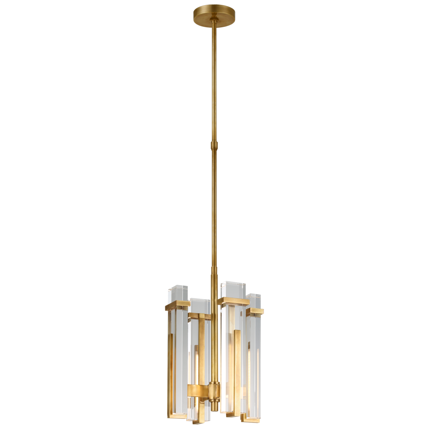 Malik Small Chandelier - Hand-Rubbed Antique Brass Finish with Crystal Shade