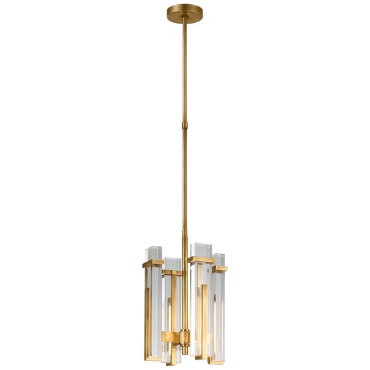 Malik Small Chandelier - Hand-Rubbed Antique Brass Finish with Crystal Shade