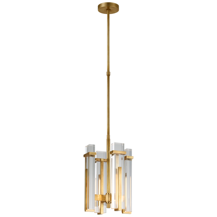 Malik Small Chandelier - Hand-Rubbed Antique Brass Finish with Crystal Shade