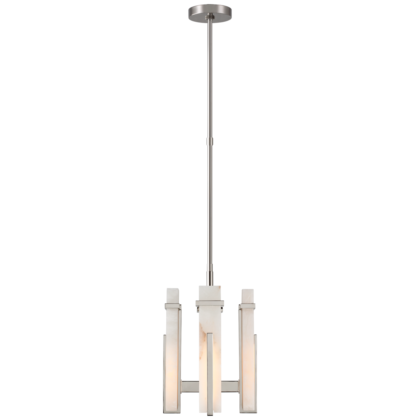 Malik Small Chandelier - Polished Nickel Finish with Alabaster Shade