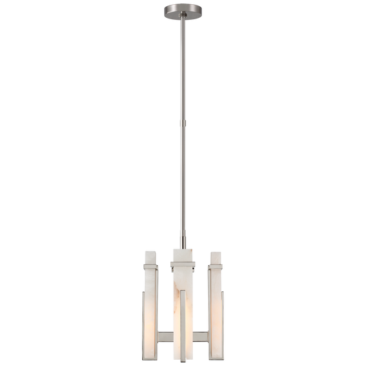 Malik Small Chandelier - Polished Nickel Finish with Alabaster Shade