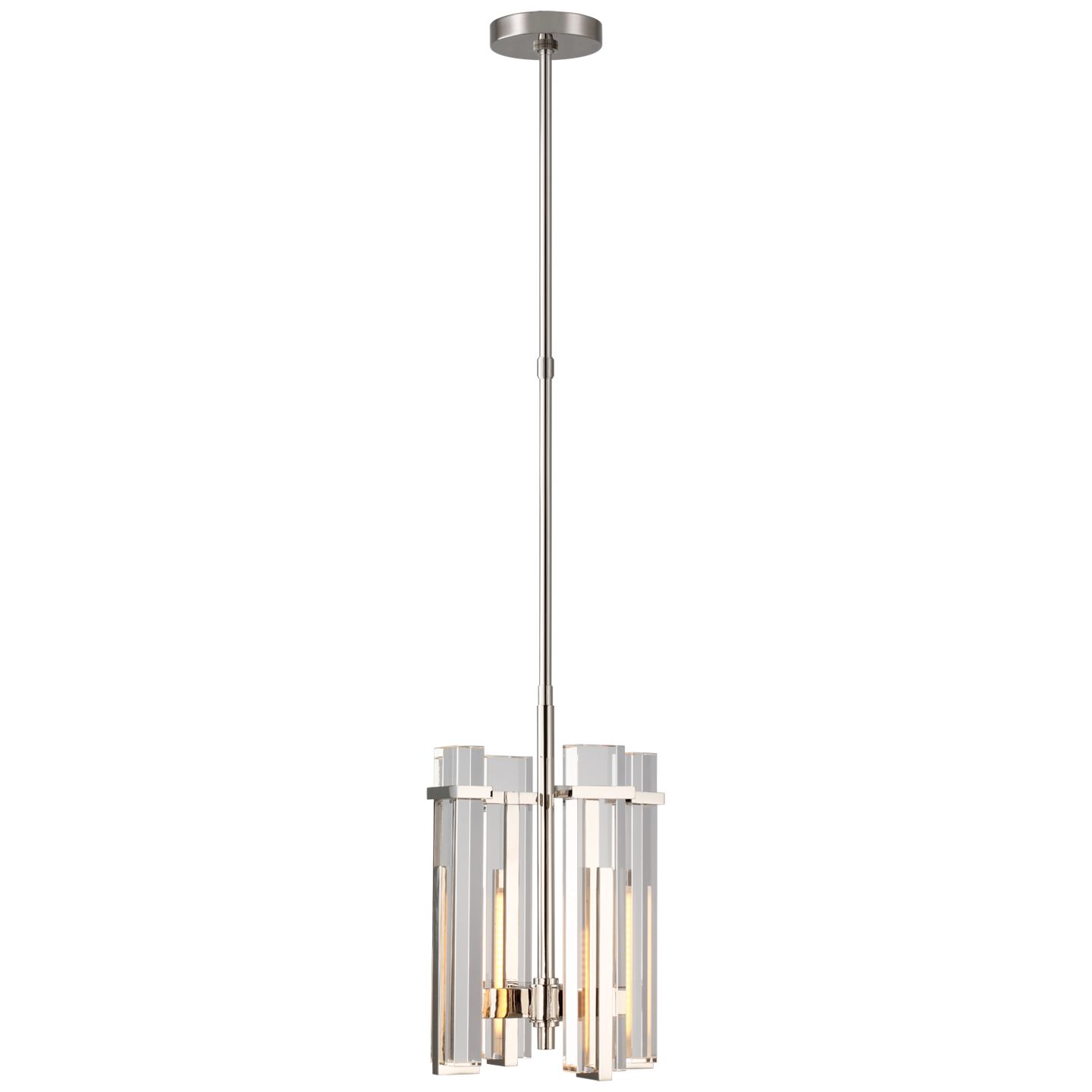 Malik Small Chandelier - Polished Nickel Finish with Crystal Shade