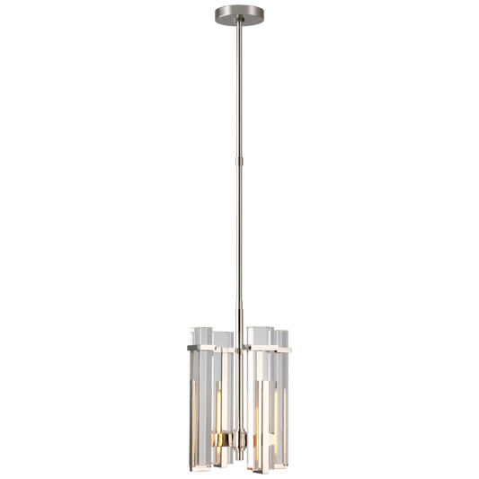 Malik Small Chandelier - Polished Nickel Finish with Crystal Shade