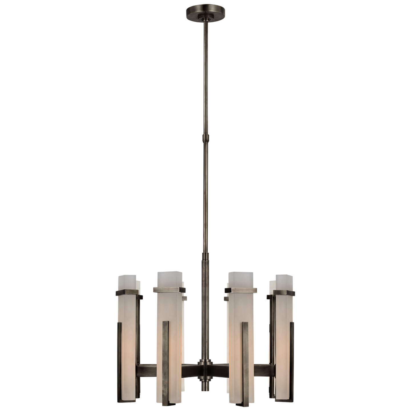 Malik Medium Chandelier - Bronze Finish with Alabaster Shade