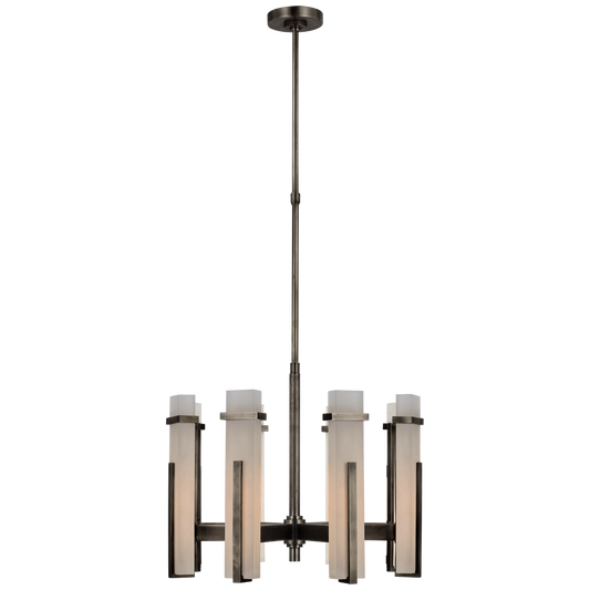 Malik Medium Chandelier - Bronze Finish with Alabaster Shade