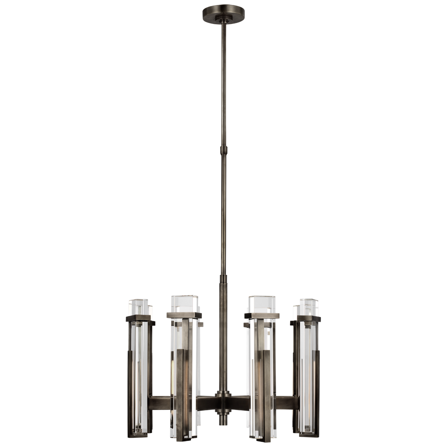 Malik Medium Chandelier - Bronze Finish with Crystal Shade