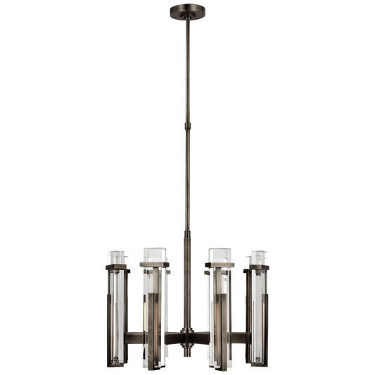 Malik Medium Chandelier - Bronze Finish with Crystal Shade