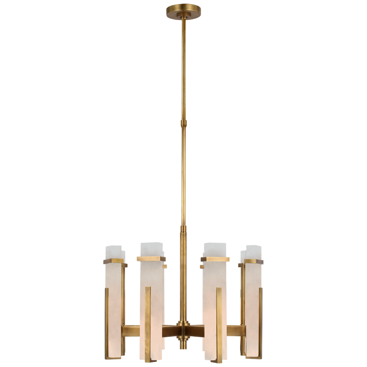 Malik Medium Chandelier - Hand-Rubbed Antique Brass Finish with Alabaster Shade