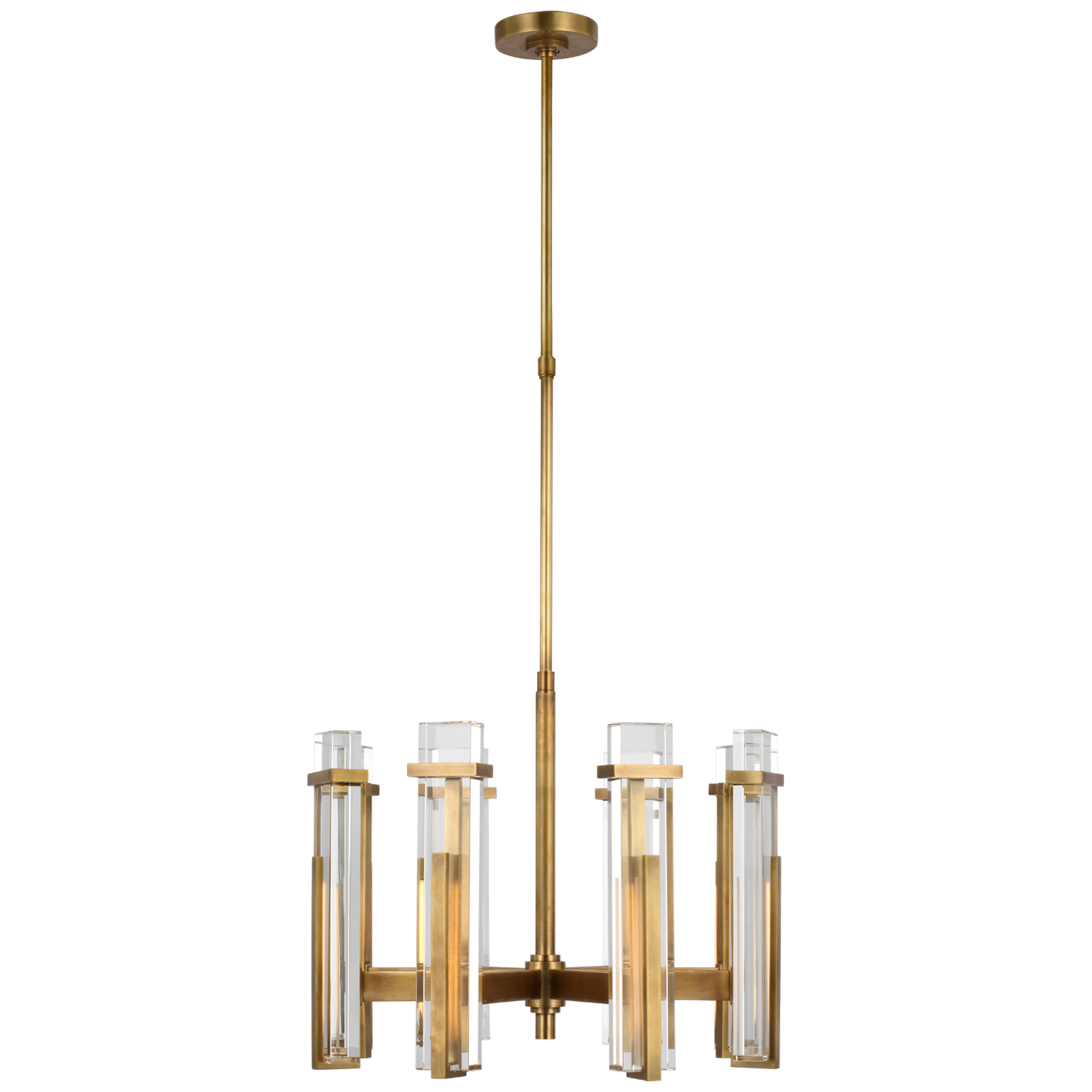 Malik Medium Chandelier - Hand-Rubbed Antique Brass Finish with Crystal Shade