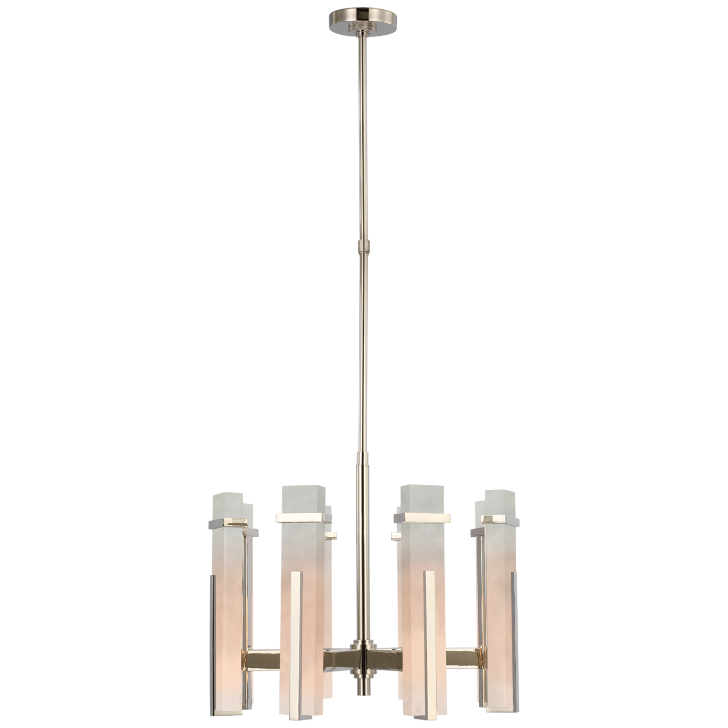 Malik Medium Chandelier - Polished Nickel Finish with Alabaster Shade