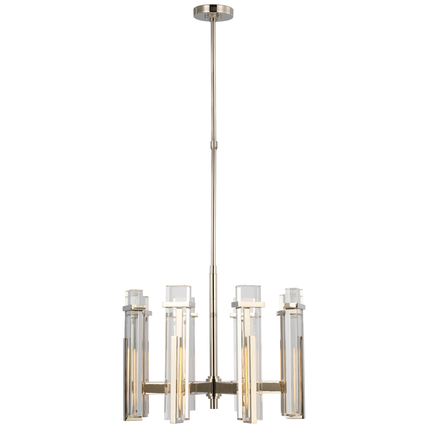 Malik Medium Chandelier - Polished Nickel Finish with Crystal Shade